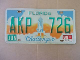 1989 Florida Challenger License Plate Akp - 726