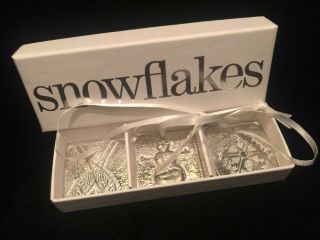 Box Set Of 3 Vilmain 2007 Christmas Snowflakes Silver Ornaments