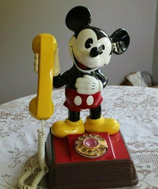Vintage 1976 Disney Mickey Mouse Rotary Phone Good