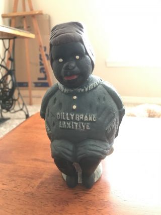 Vintage Cast Iron Black Americana Bank Dilly Laxative Advertising Figurine 8 " H
