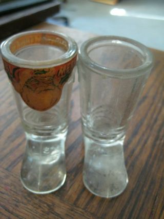 2 Vintage Glass Candy Containers Santa Claus Boots With Decal