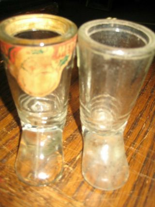 2 Vintage Glass Candy Containers Santa Claus Boots with Decal 2
