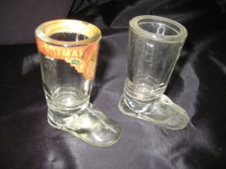 2 Vintage Glass Candy Containers Santa Claus Boots with Decal 3