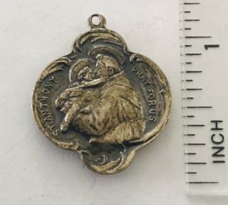 Antique St Francis Of Assisi St Anthony Sterling Silver Medal Creed 2