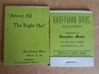2 Vintage Mini Notepads Kauffman Bros.  Millinery " Above All The Right Hat " Phila