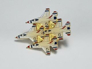Vintage Usaf Jet Fighter Airplane Thunderbirds Hat Lapel Pin Patriotic