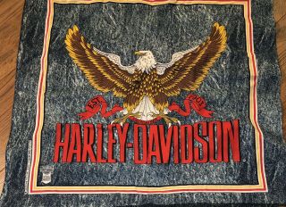 Vintage Official Harley - Davidson Bandana American Made Est.  1903 Eagle Denim Usa
