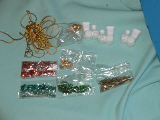 Vintage Holiday OLD 97 3 MINI Grn Gold Red TRAINS Bead Sequin Ornament Kit READ 3