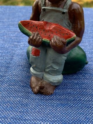 Vintage Black Americana Folk Art BOY IN BIB OVERALLS Watermelon Toe UP ❤️ sj17j 7