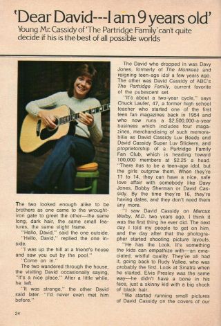 1971 DETROIT - MICHIGAN STATE TV GUIDE DAVID CASSIDY THE PARTRIDGE FAMILY 2