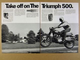 1969 Triumph 500 Motorcycle Photo Vintage Print Ad