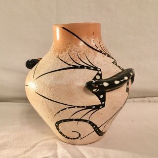 Native American Pueblo Hopi Pottery Jar Lizard Design Vintage Signed Native Art