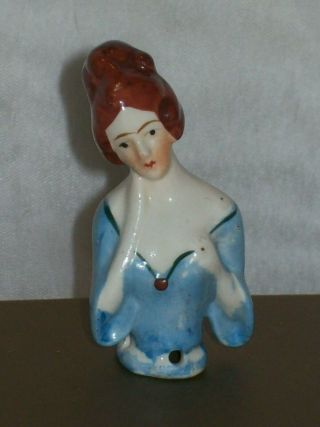 Vintage Porcelain Half Doll W/ Auburn Hair (14)