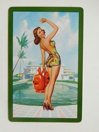 Vintage Bathing Beauty Pin - Up Playing Cards Advertising Jaeger Swiming Pool Pump