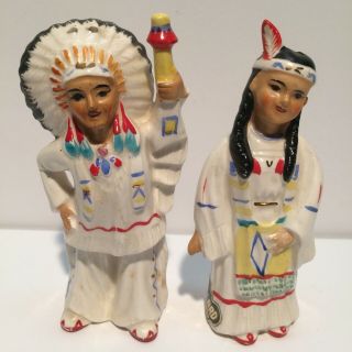 Vintage Allard Indian Chief & Cheiftess Salt & Pepper Shakers Japan