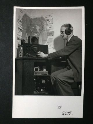 Old England Qsl / Ham Radio Card Shows Photo Of Operator G6tj & Radio Equipment