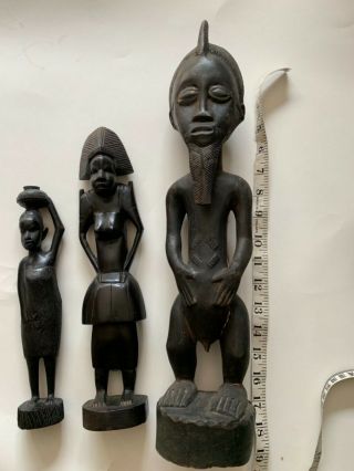 Hand Carved Wooden African Tribal Figurines Woman Man Statues