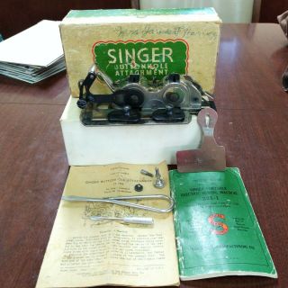 Vintage Singer Famous Sewing Machine Buttonholer Attachment 121704,  Parts & Manl