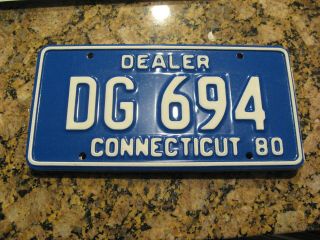 1980 80 Connecticut Ct Dealer Dlr License Plate Tag Dg 694