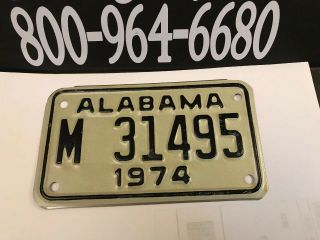 Vintage 1974 Alabama Motorcycle License Plate Nos Never Issued M 31495