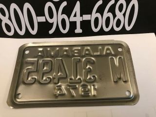 Vintage 1974 Alabama Motorcycle License Plate NOS never issued M 31495 2