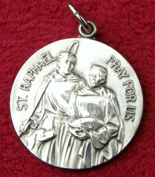 Vintage Old Testament Tobit & Archangel Raphael Sterling Silver Rosary Medal 4