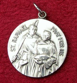 Vintage Old Testament Tobit & Archangel Raphael Sterling Silver Rosary Medal 6