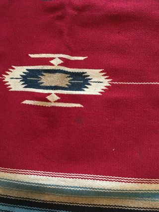 Vintage Chimayo Blanket Textile Red “70 X 35 4