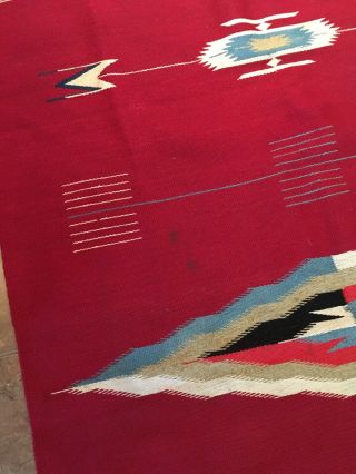 Vintage Chimayo Blanket Textile Red “70 X 35 5