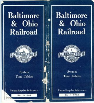 Fragile - Baltimore & Ohio Railroad System Passenger Time Table No.  1 - 1922