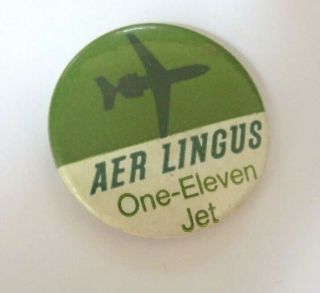 Vintage Aer Lingus One - Eleven Jet Badge Pin Button 1970 