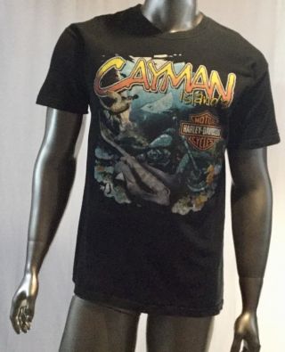Harley Davidson T Shirt,  Cayman Islands,  Size L,  Col Black