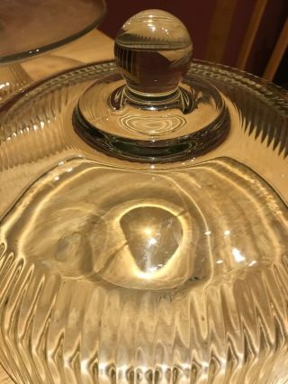 Heavy Vintage Glass Cake Plate with Dome Cover,  Clear Glass,  Ribbed design 4