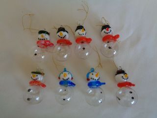 Vintage Murano Glass Christmas Ornaments Set Of 8
