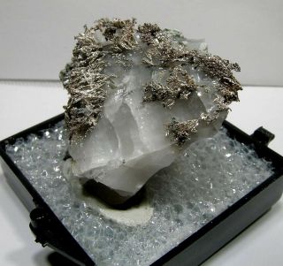 Choice Silver Filigree Crystals In Calcite: Bouismas Mine,  Bou Azer,  Morocco - Nr