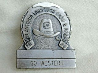 Go Western Badge Pin 1983 San Antonio Stock Show & Rodeo Texas
