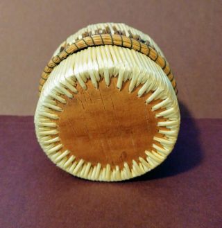 Vintage Great Lakes Porcupine Quill Box Cream Yellow Brown Birch Bark Design 6