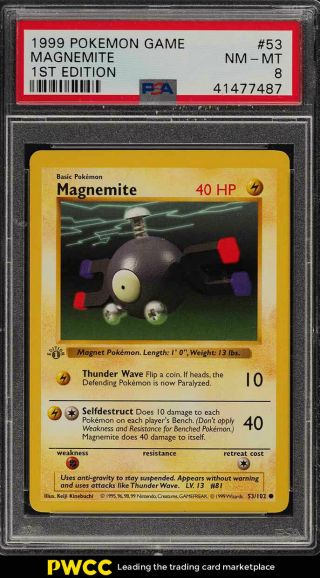 1999 Pokemon Game 1st Edition Magnemite 53 Psa 8 Nm - Mt (pwcc)
