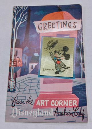 1957 Disneyland Disney Art Corner Lenticular 3d Postcard Mickey Mouse Anaheim