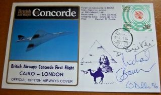 1981 British Airways Concorde 1st Flight Cairo - London Cover Signed By Crew