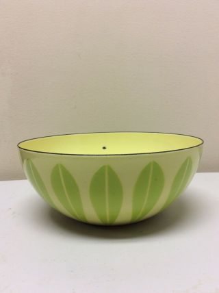 Vintage Cathrine Holm Lotus Enamel Mixing Bowl 8” Lime Green & Yellow
