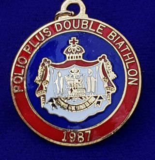 Extremely Rare Polio Plus Biathlon 1987 True Cloisonne Medal