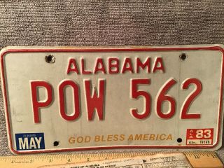 1983 Alabama POW License Plate With Tag Receipt Decatur Very Cool 3