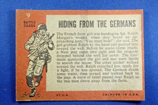 1965 Topps Battle Cards - 9 Hiding From The Germans - VG 2
