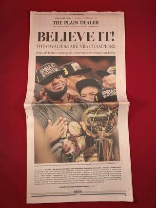 6/20/16 Cleveland Cavaliers Nba Champs 2016 Lebron James Plain Dealer Newspaper