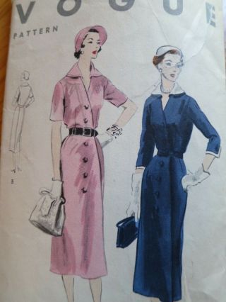 Vogue 7817 1952 Vintage Sewing Dress Pattern Size 16 Bust 34 50s 1950s