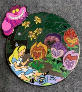 Alice In Wonderland Cheshire Cat Fantasy Pin Le 30/75 Htf Vhtf Disney Flowers 3d