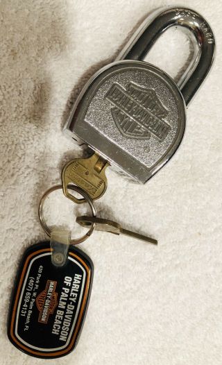 Harley - Davidson Padlock With Bar And Shield Logo And Leather Pouch