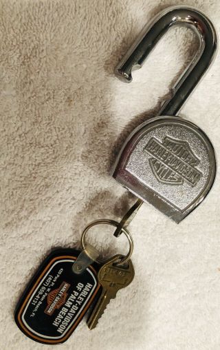 HARLEY - DAVIDSON PADLOCK WITH BAR AND SHIELD LOGO AND LEATHER POUCH 2