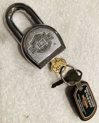 HARLEY - DAVIDSON PADLOCK WITH BAR AND SHIELD LOGO AND LEATHER POUCH 4